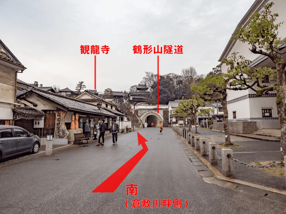 観龍寺へのアクセス 倉敷公民館前から北を望む