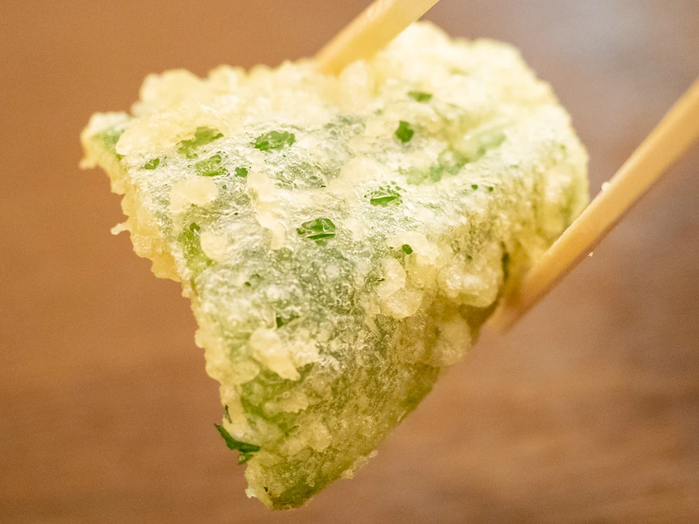 すぎ茶屋:上天ざるうどんのピーマン天