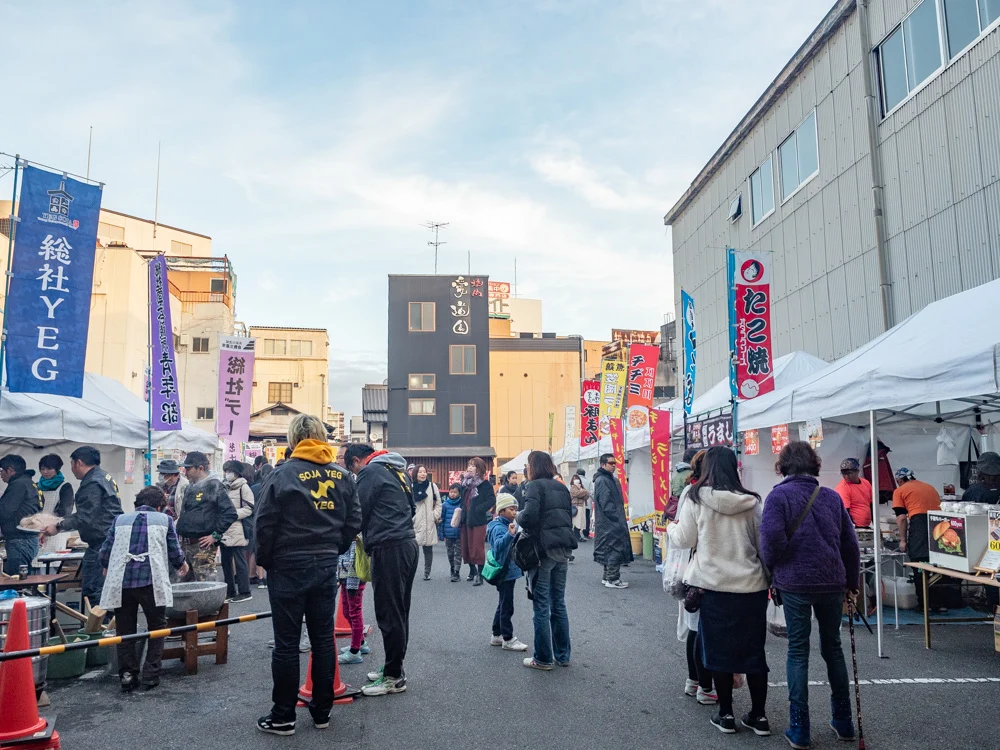 笠岡ラーメン屋台:倉敷三斎市のようす
