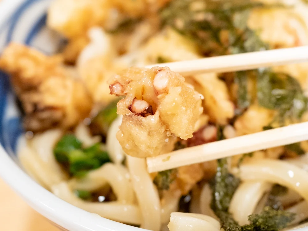 かわはら:イカ入りぶっかけうどん(冷)
