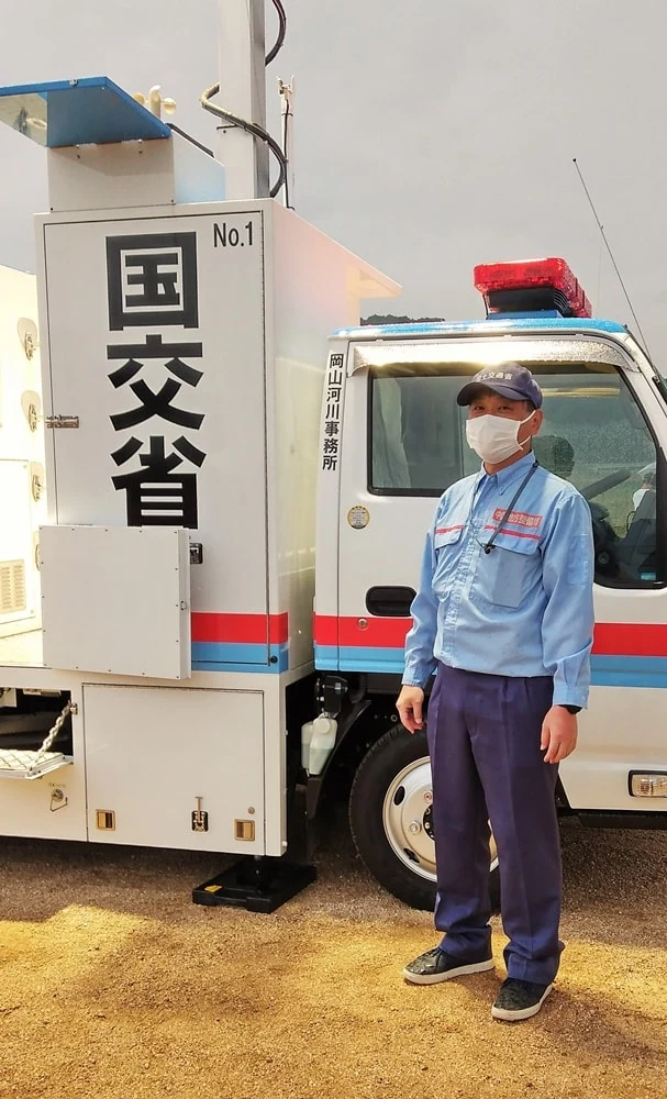 国土交通省 中国地方整備局 高梁川・小田川緊急治水対策河川事務所の上原健(うえはら けん)さん。