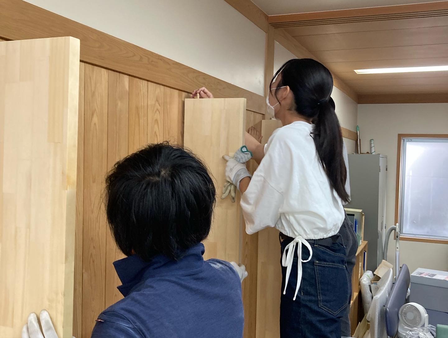 本棚づくりのようす