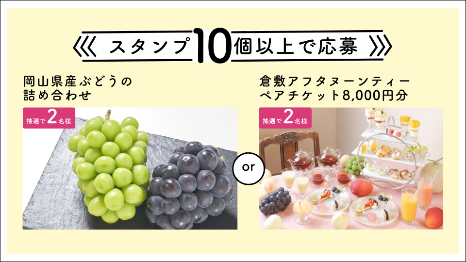 スタンプ10個で応募できる景品　写真提供：倉敷市観光課