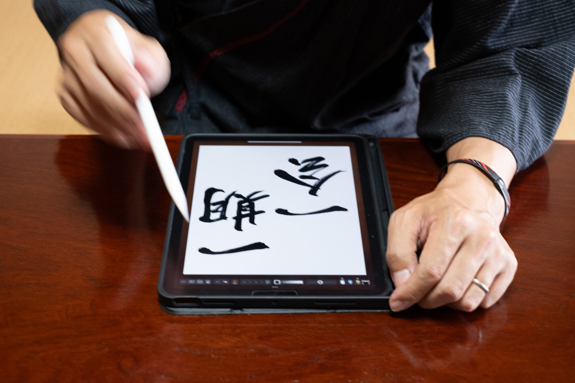 iPadでの作品作成風景