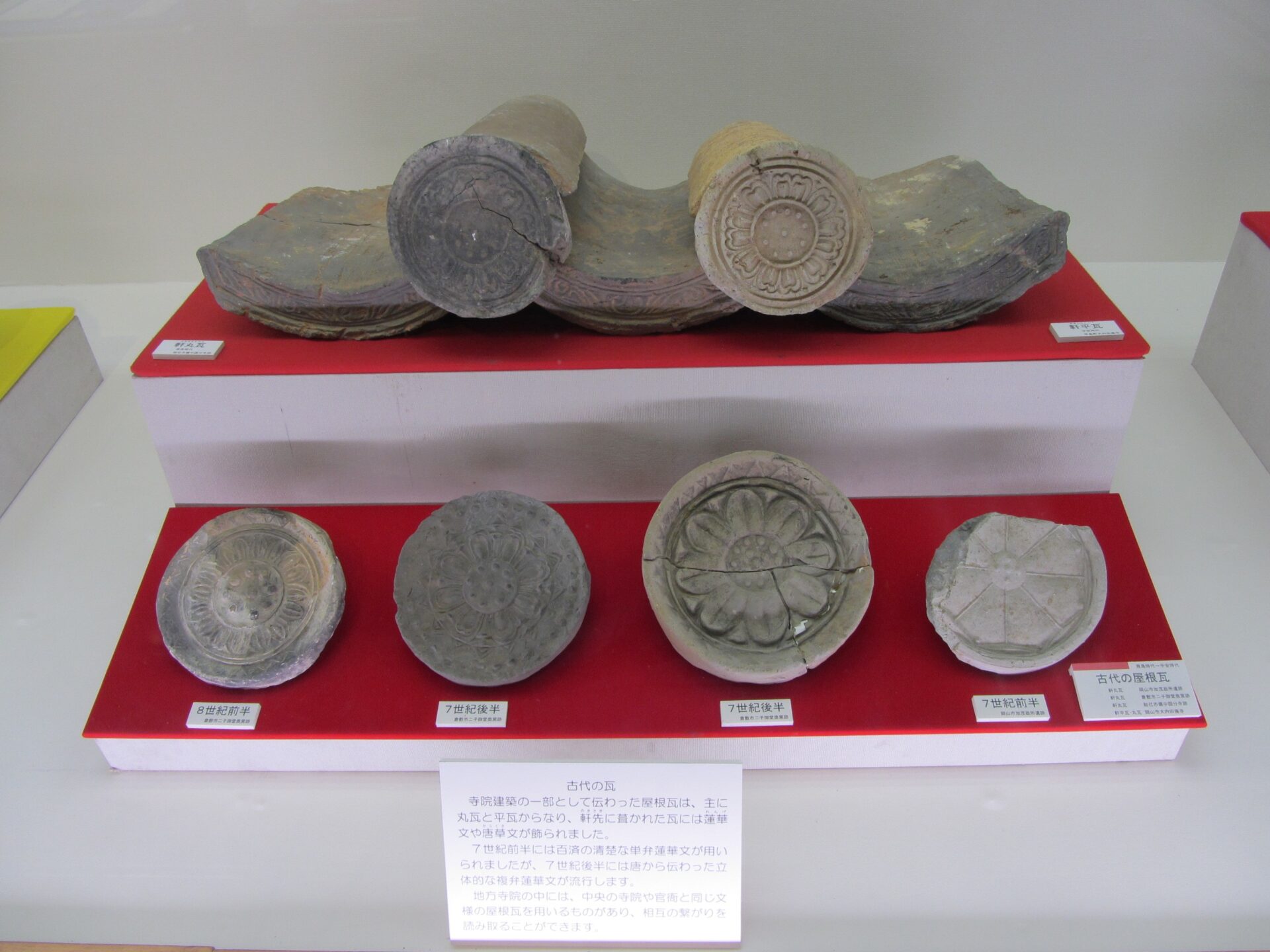 岡山県古代吉備文化財センターに展示されている古代寺院の瓦