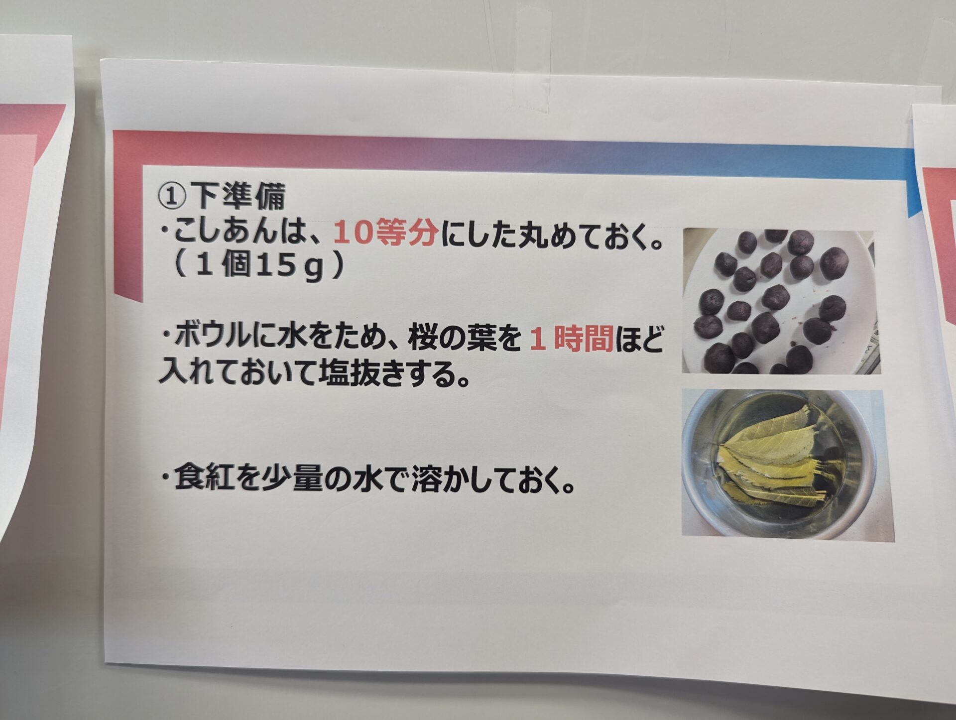 文字と写真で作られた手順表