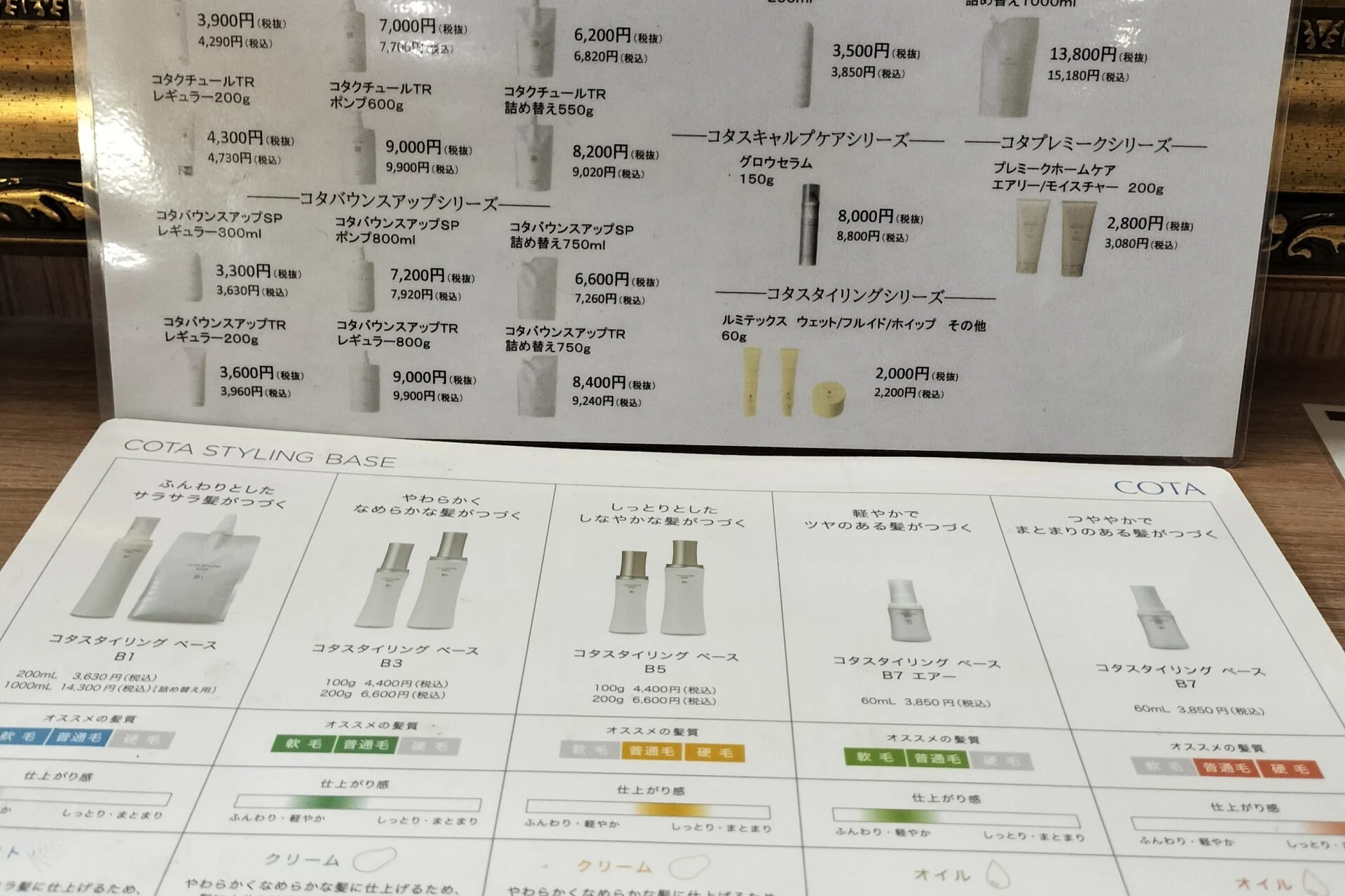 COTA製品料金表