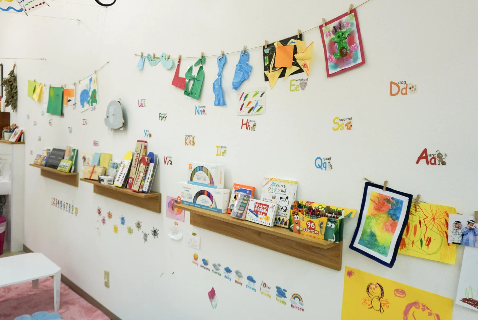 アトリエの画材と作品