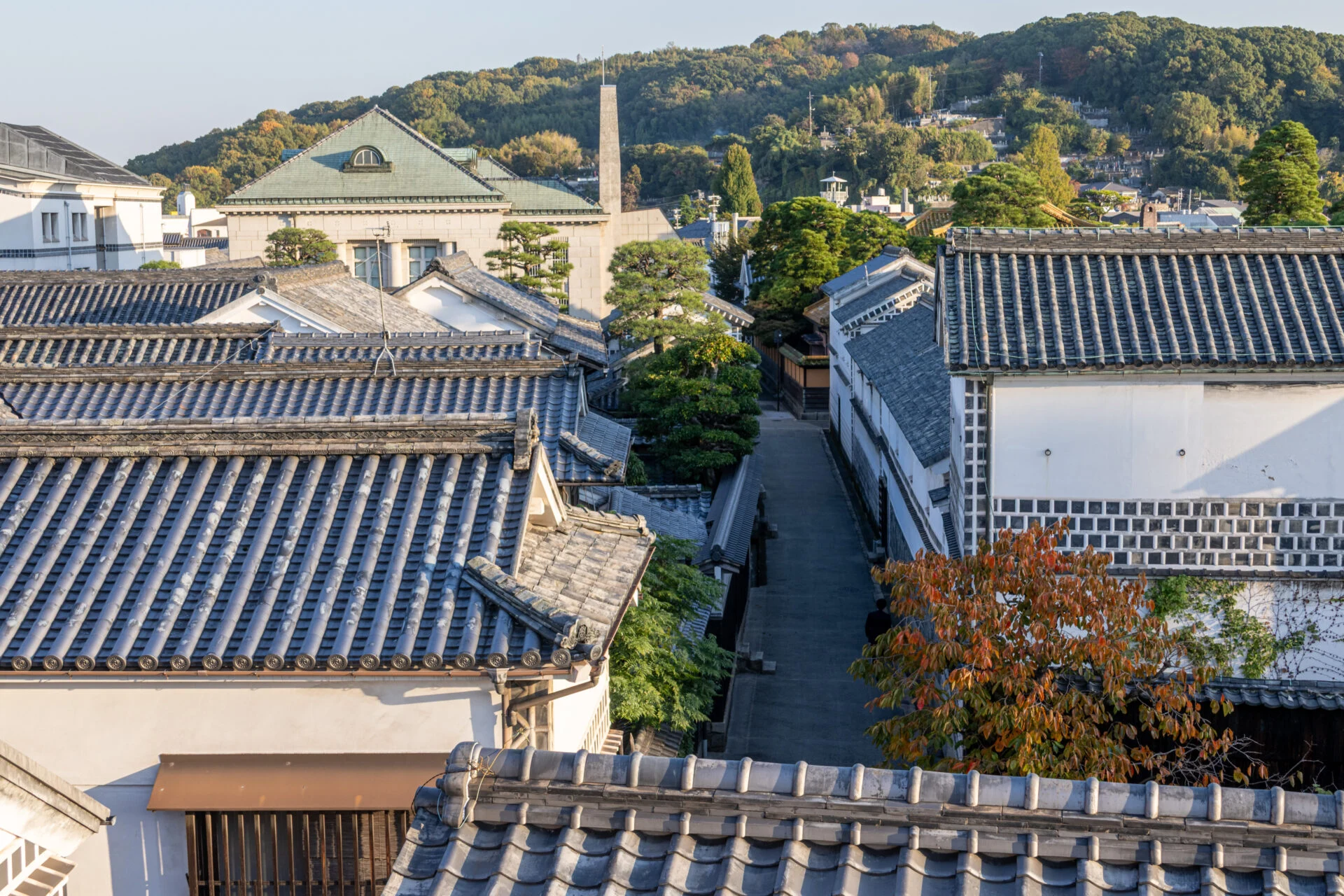 屋上テラスより倉敷美観地区を眺める