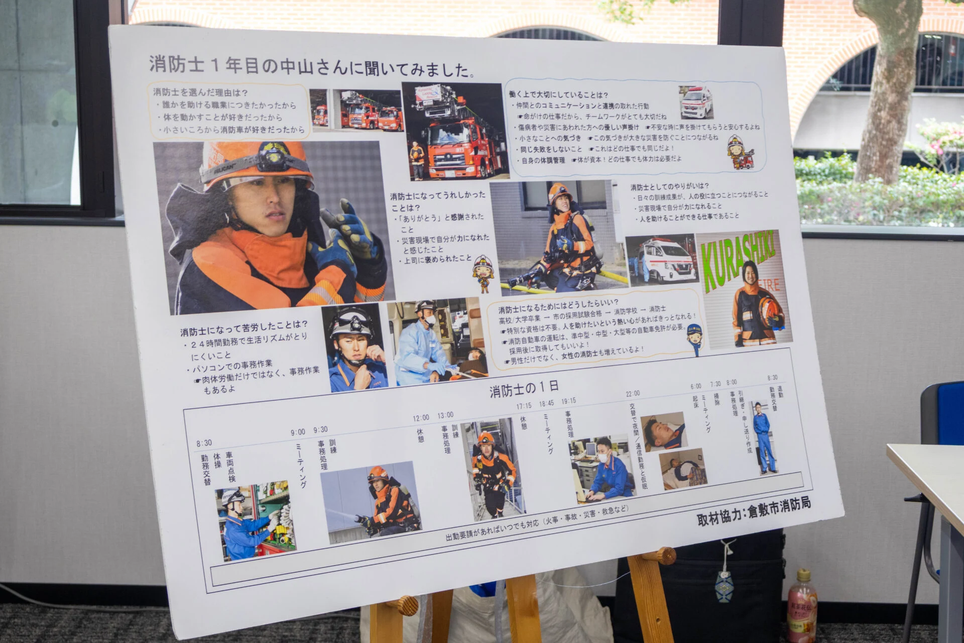 消防職ブース 若手職員の紹介パネル
