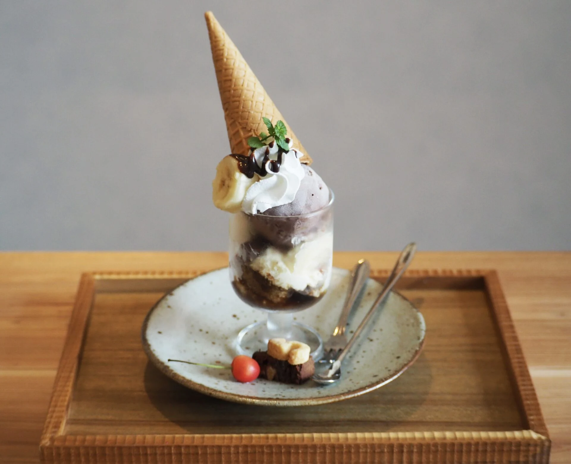 チョコバナナのミニパフェ