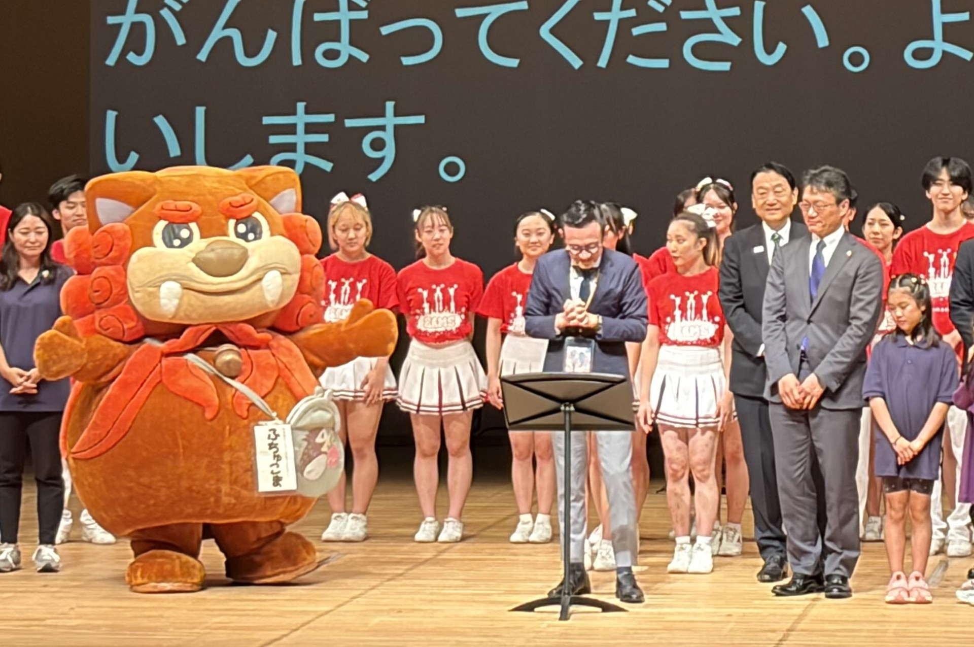 府中大会にて挨拶をする石田芳生（いしだ よしお）市長（写真提供：高梁市）
