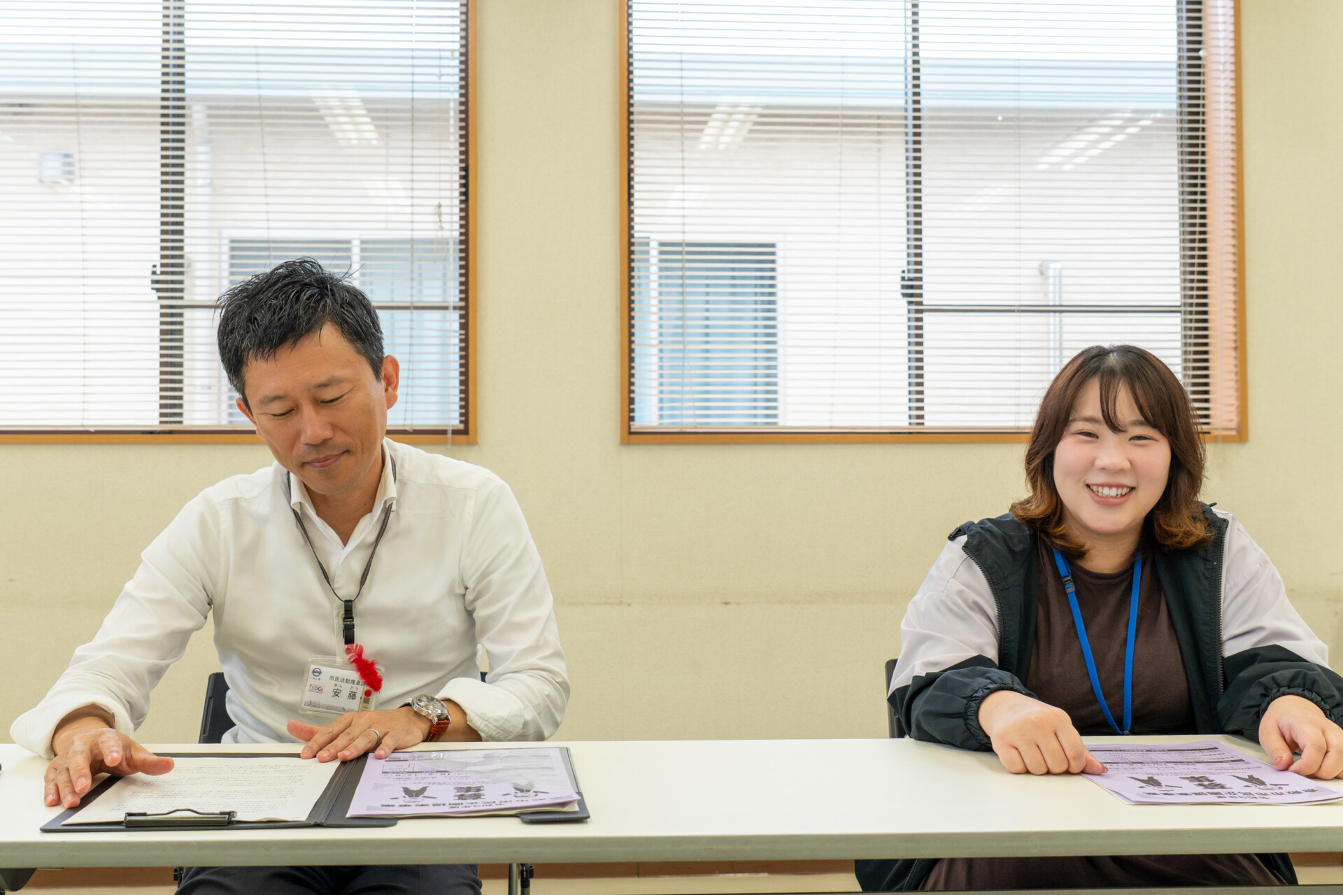 From left: Ando Norio and Azuma Naomi of Kurashiki City’s Citizen Activities Promotion Division