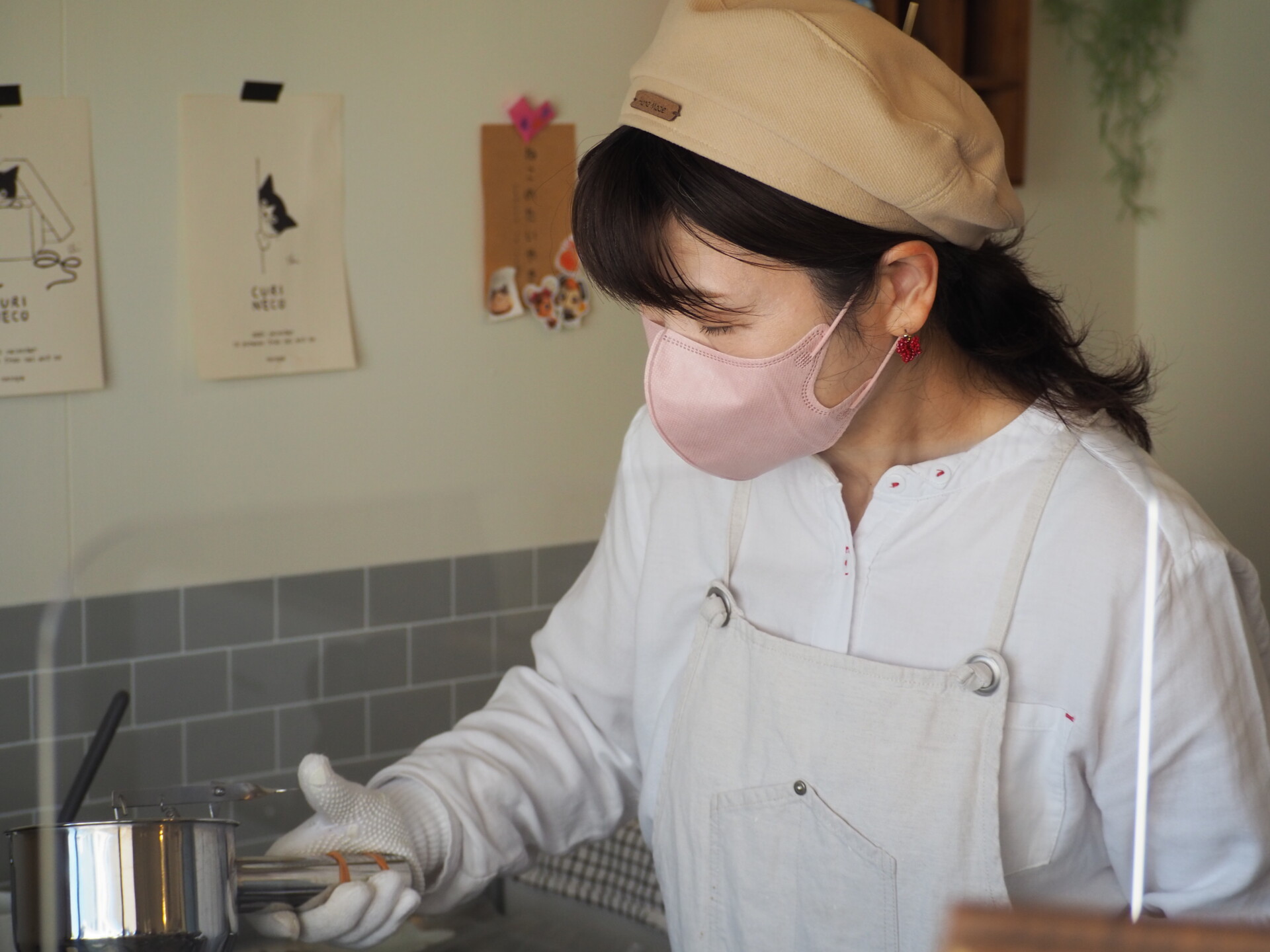 焼く様子